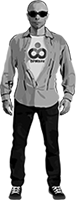 An Adobe Illustrator graphic of stylized Luke Kelvin that is used in the BPMstr Music Widget.